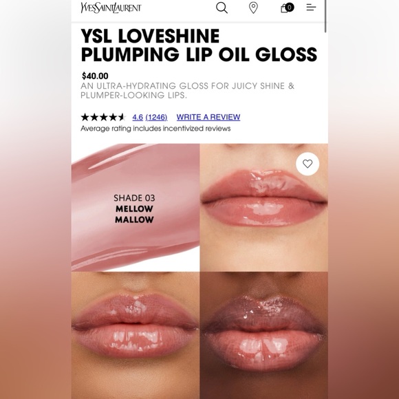 Yves Saint Laurent Loveshine Lip Oil Gloss - Mellow Mallow - Picture 3 of 3